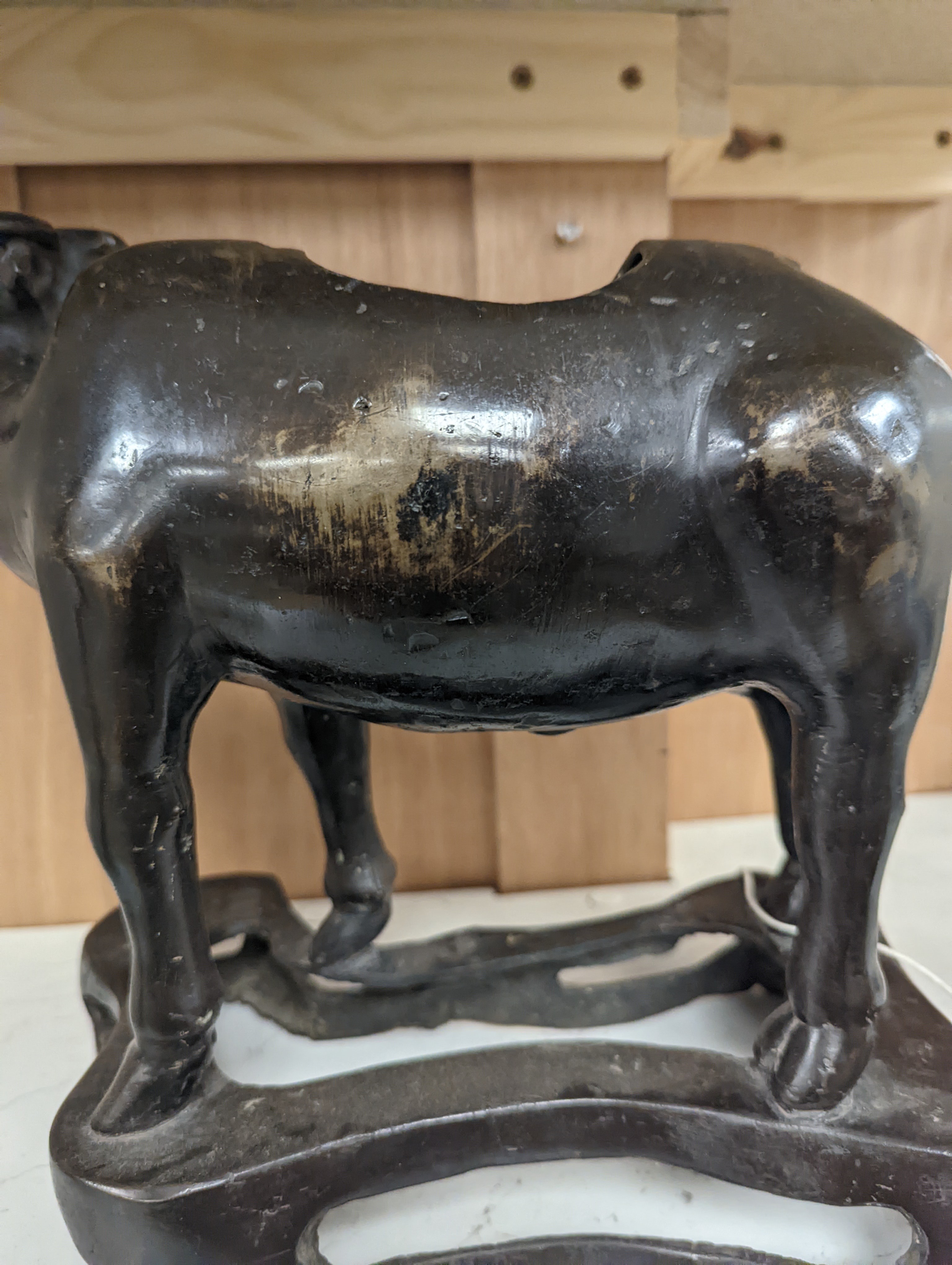 A Chinese bronze buffalo censer, Ming dynasty, - no cover 26cm